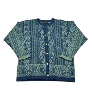 Vintage Tele Strikk Cardigan Women's Medium Nordic Wool Sweater